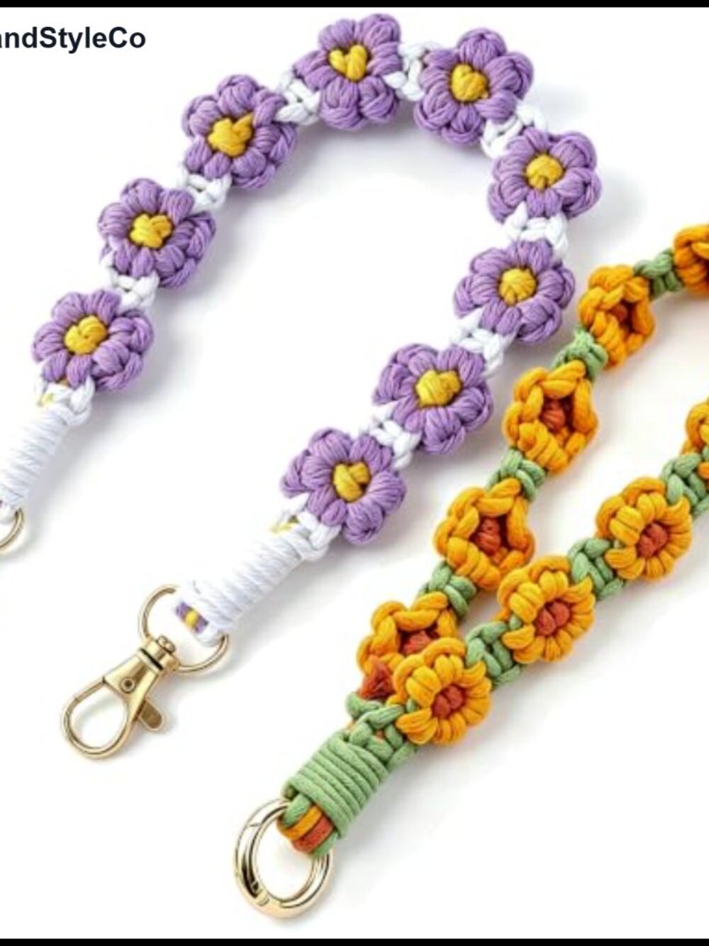 Handmade Macrame Wristlet Keychain Cotton Rope Lanyard for Keys Bag Charm